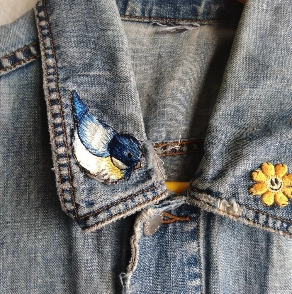 Armani Exchange UPCYCLED Distressed Washed Denim Vest-Jean vest-Unique-Patched - Picture 4 of 16